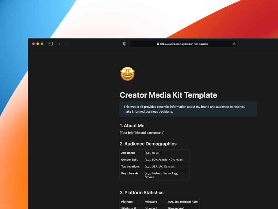 notion creator media kit